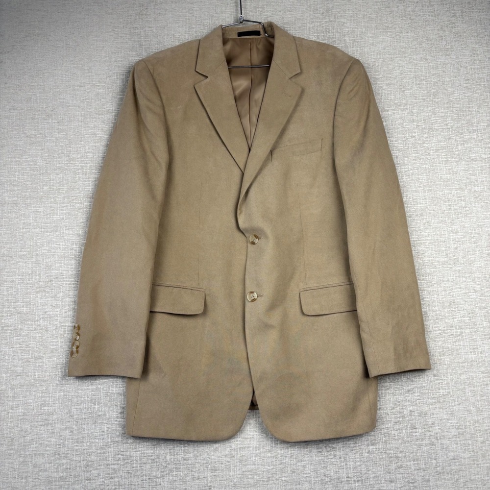 Andrew Fezza Mens 40R Blazer Tan Two Button Sport Coat Tan Classic Fit